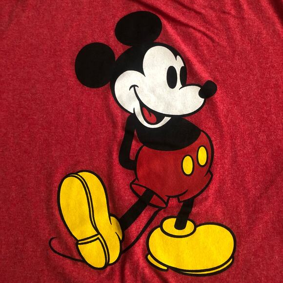 Disney SMALL Red Mickey Mouse Tee Shirt  Crew Neck Graphic Short Sleeve - Picture 3 of 4